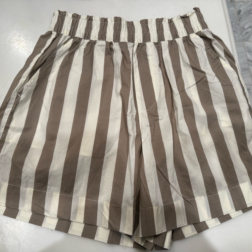 Aerie Brown and White Striped Women's Shorts